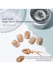 Nail Rhinestone Gel for DIY 3D Shaping Manicure 20g Super Adhesive NO Wipe Nail Gel for Powder Solid Jewelry Gel