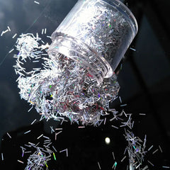 1 Box Bar-Shaped Flakes, Iridescent AB Silver/Red Shining HOLO Color Strpie 3D (3*0.2mm) Nail Art Glitters Flake Decoration 10ml