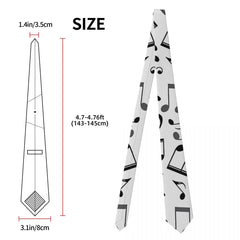 Music Note Tie Black And White Business Neck Ties Retro Casual Neck Tie For Men Graphic Collar Tie Necktie Gift