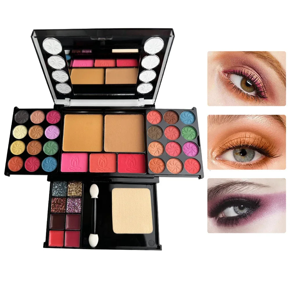 37 Colors Makeup Palette Kit Mini Travel Size Eyeshadow Blush Pressed Powder Lipstick Set Korean Cosmetics Women Waterproof