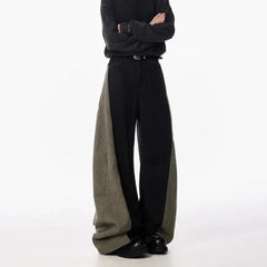 Mens Harem Pants Curved Contrast Color Casual Pants Streetwear Youth Personality Versatile Trendy Wide Leg Pants Men's Wear