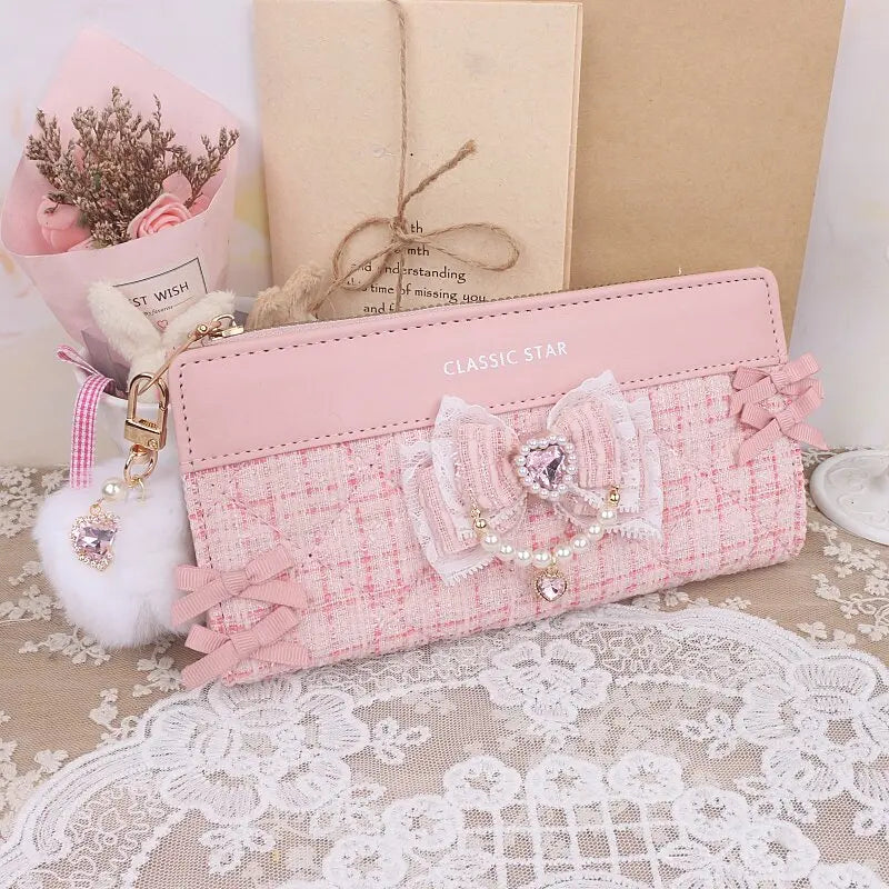 Women's Cute Wallet Female Lolita Small Short PU Leather Purse Ladies Card Holder Money Bag Fashion Blow Wallet Girls Gift