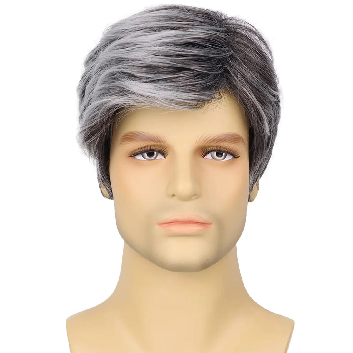 Synthetic Men Wigs Short Silver Gray Wig Synthetic Heat Resistant Natural Halloween Cosplay Christmas gifts Hair Wig