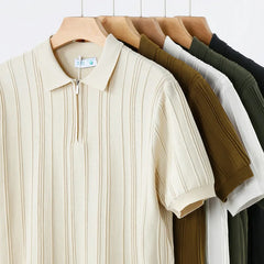 Summer Knitted Polo Shirts Men Vintage Fashion Loose Business Casual Short Sleeve T-shirt Cool Breathable Sweater T Shirt Tops