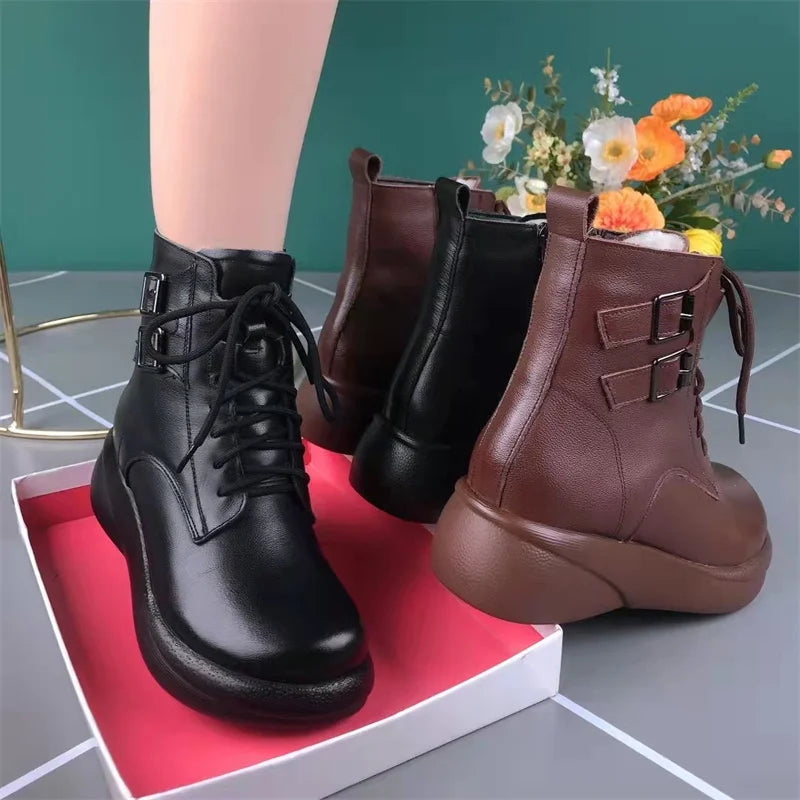 Womens England Style Ankle Boots Retro Fashion Design