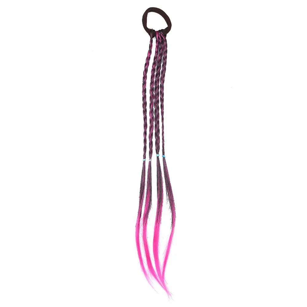 Colorful Hair Braids Tools Gradient Color Synthetic Ponytail Hair Rope Girls Princess Hair Ties Children Kids Styling Braiders
