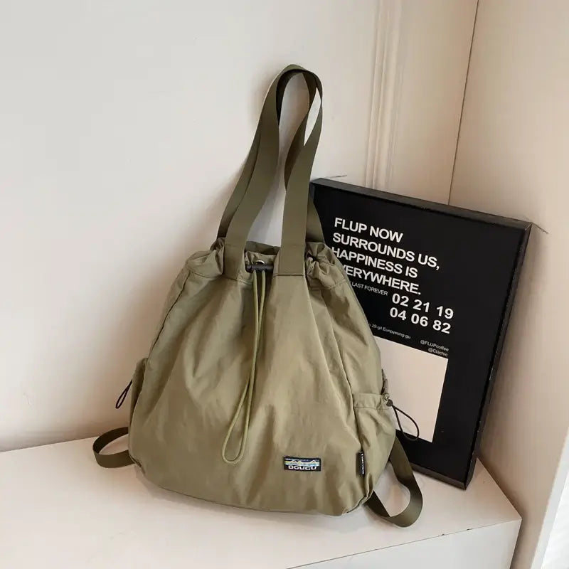 Multi-functional Fashion Backpacks For Women Nylon Large Capacity Shopper Shoulder Totes Drawstring Bucket Travelling Rucksack