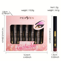 [Eyeshadow] Multifunctional Shimmer Eyeshadow Pen Set - 6 Colors,Long-Lasting High Satin & Matte Neutral Brown Eyeshadow Pencils