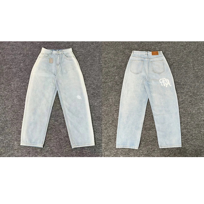 Real Pictures Mertra Jeans Casual Straight-leg Denim Pants Men Women Street Embroidery Logo European American Trend Styles Jeans