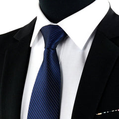 Formal Men's Silk Necktie - Classic Jacquard Woven Striped Tie for Suit Groom Wedding Accessory