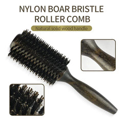 Professional High Quality 63 mm Boar Bristle Hair Wood Round Brush Long Hair Styling Comb Curly And Straight Hairdressing Comb