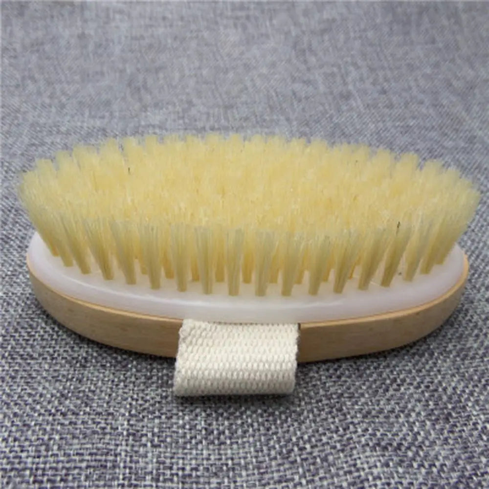 Care Without Handle Wooden Dry Skin Pouch Bristle Body SPA Bath Brush Soft