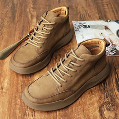 Men's Boots 2026 Spring New Cowhide Thick-soled Non-slip Natural Leather Soft Chelsea Single Short Boots Wide Barefoot Shoes