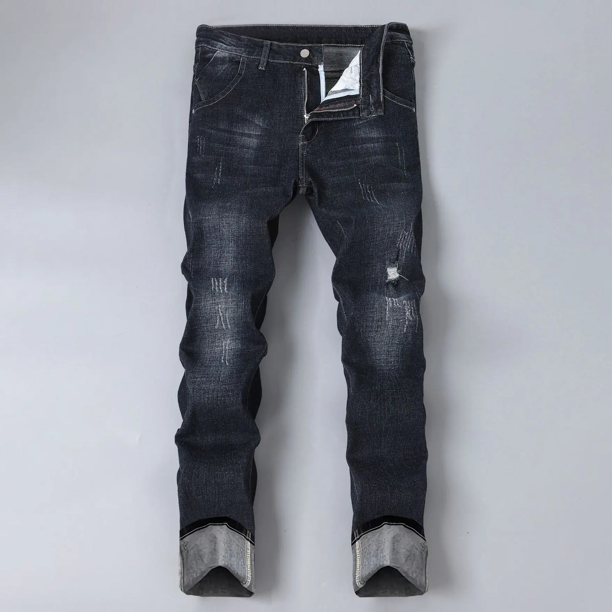 Men's jeans stretch fashionable black pants slim fit straight leg pants