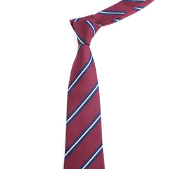 Fashion 100% Silk Tie For Men Classic Red Blue Striped Jacquard Woven Necktie Formal Business Office Cravat Accessories Gift