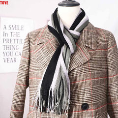 High Quality Men's Shawls Business Affairs Scarves Male Echarpe Warm Winter Striped Scarf Fringed Muffler Scarf Tassel Scarf