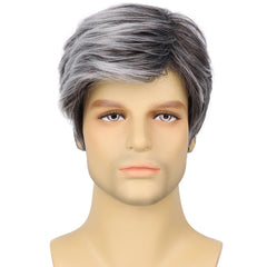 Synthetic Men Wigs Short Silver Gray Wig Synthetic Heat Resistant Natural Halloween Cosplay Christmas gifts Hair Wig