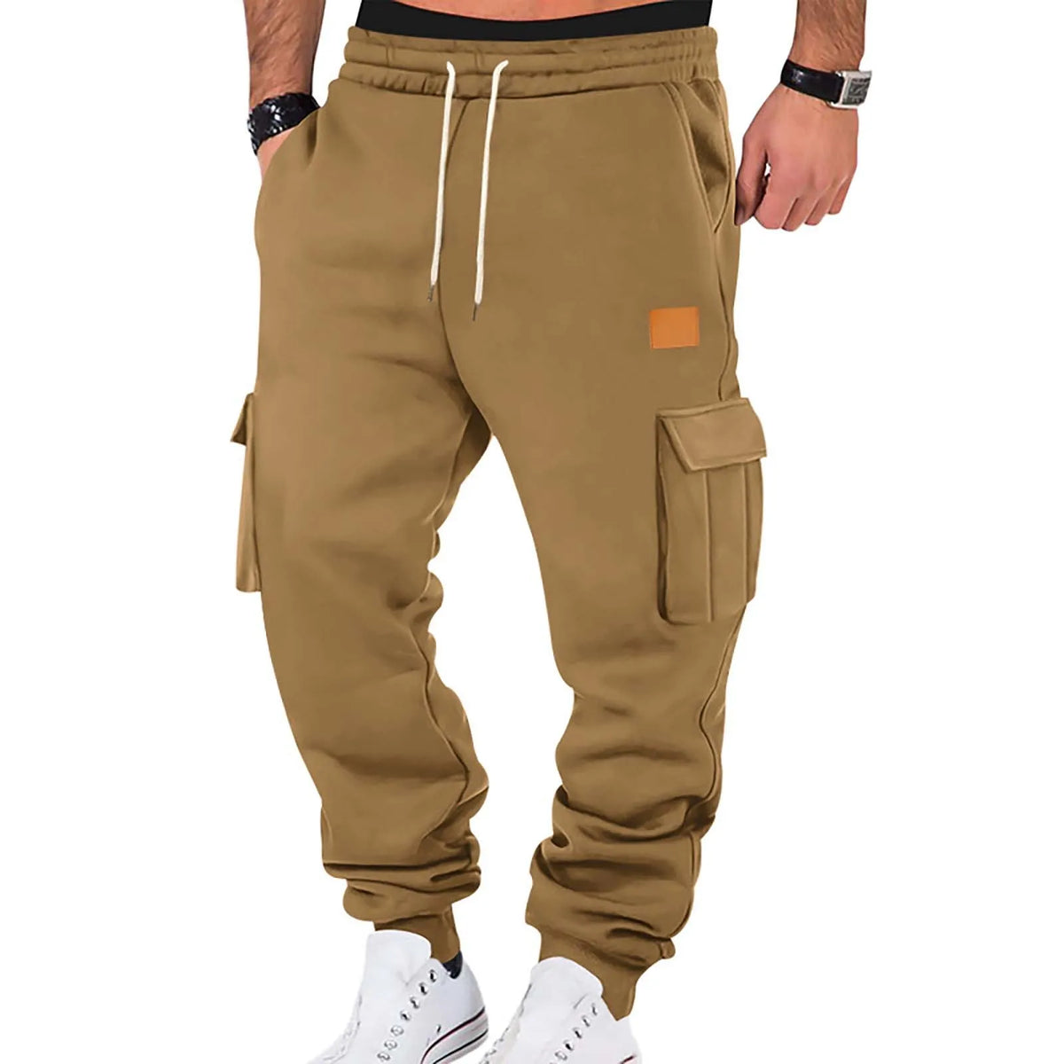 Men's Cargo Pants New Casual Loose Autumn Winter Straight Baggy Pants Multi-Pockets Solid Color Pinting Sweatpants ﻿
