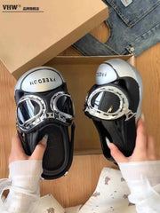 Women Slippers New Niche Punk Style Platform Clogs For Women Summer Outdoor Wear Versatile Anti Slip Toe Covered Slippers