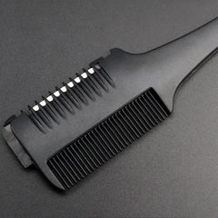 Hair Cutting Comb Black Handle Hair Brushes with Razor Blades Barber Scissors Hair Salon Thinning Hairdressing DIY Styling Tools