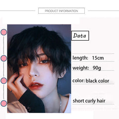 Synthetic Short Curly Boy  Party Hair Wig Black Brown Natural Fake False Hair For Men Handsome Breathable Christmas Halloween