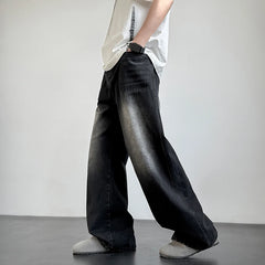 New Retro Washed Straight-Leg Jeans For Men High Street Fashion Baggy Denim Pantalones Hombre Hip Hop Distressed Y2K Jean
