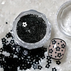 1 Box Black & White Mini Flower Nail Glitters, DIY Floral Nail Art Decor for Party Festival, Beginner & Salon Use