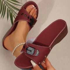 Women's Sandals Luxury Heels Shoes For Summer Woman Sandals Soft Wedges Heeled Sandalias Mujer 2026 Sandals Summer Slippers