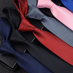 Formal Men's Silk Necktie - Classic Jacquard Woven Striped Tie for Suit Groom Wedding Accessory