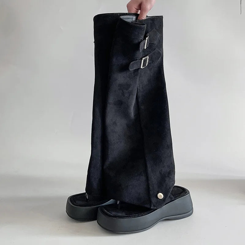 Women's Boots 2025 Summer New Open Toe Fashion Outdoor Creative Women Boots Korean Design Retro Women Sandals Knee-High Boots
