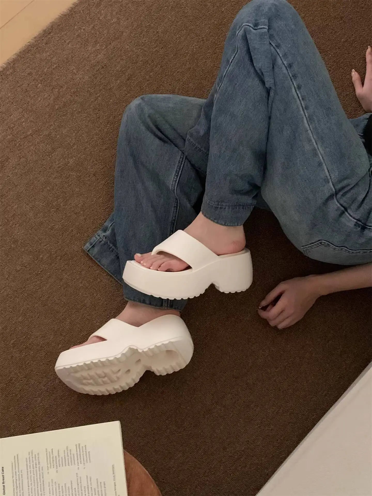 Women’s Platform Beach Slippers Stylish Square Toe