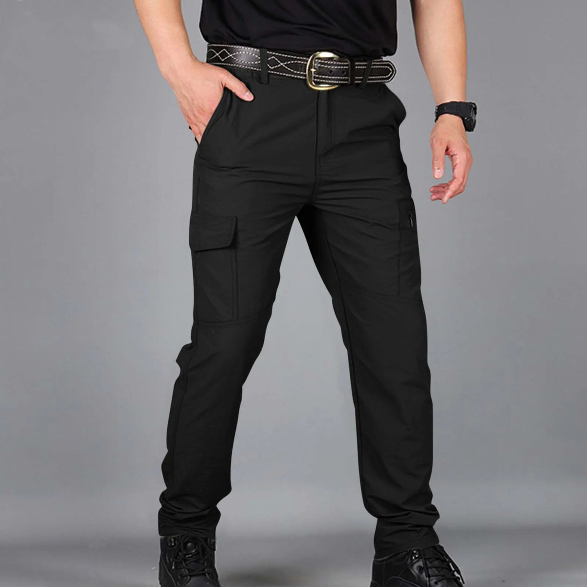 Men's Cargo Pants Men  Drawstring Cotton Track Pant New Waterproof Cargo Pants Autumn New Straight Sweatpants