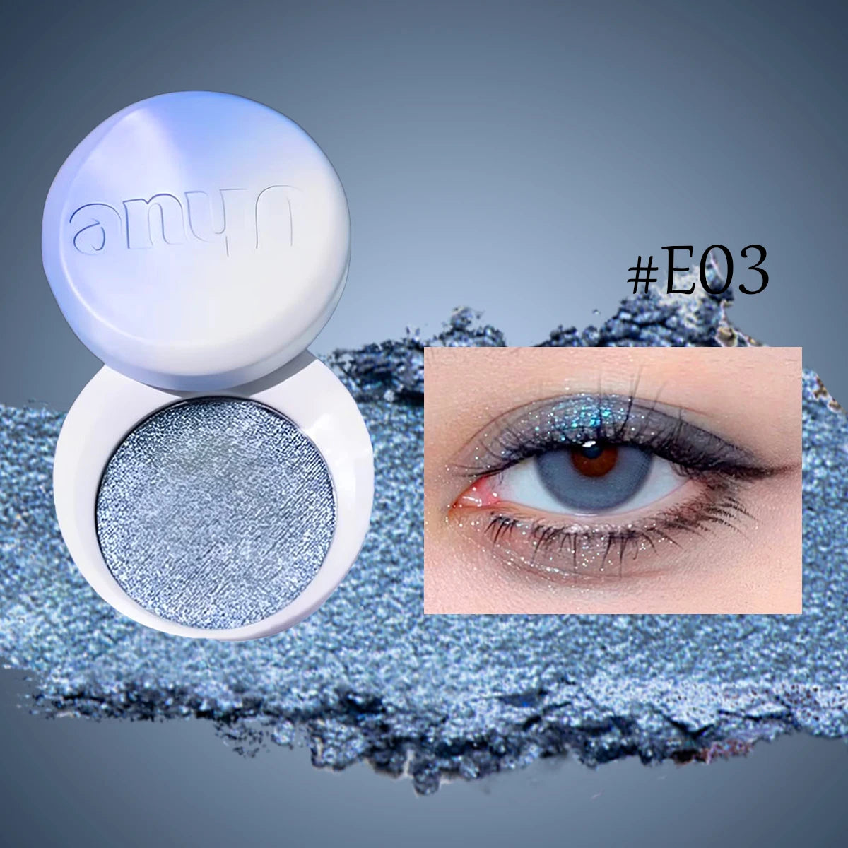 Uhue Single Eyeshadow E Series,Powder Eyeshadow,Dimensional Shine,Ultra-Fine Powder,Long-Lasting Wear,Creative Makeup,Sparkle