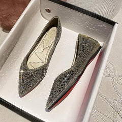 Women's Ballet Flats 2026 New Rhinestones Flat Casual Loafers Female Plus Size 43 Slip on Boat Shoes Chaussure Femme