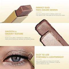 Eyeshadow Stick 2in 1 Double Color，Gradient Velvet Shadow Stick，Waterproof，Lasting Shimmer，Eyeshadow Stick