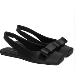 Flats Women Slippers Bow Fashion Square Toe Shoes Summer Woman Sandals Designer 2025 Travel Beach Shoes Dress Femme Flip Flops