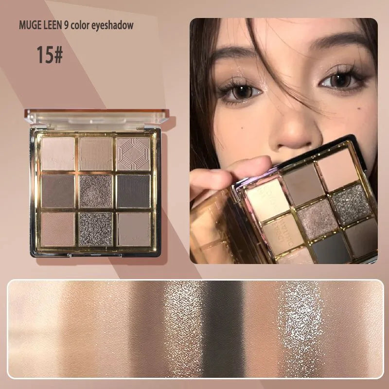 9 Colors Eyeshadow Palette Earth-toned Pearl Matte Shimmer Eye Shadow Shiny Sequins Eye Contouring Pigments Metallic Eyes Makeup