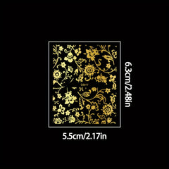 30 Sheets Golden Nail Art Stickers - Elegant Floral & Lace Designs, 3D Self-Adhesive Reusable Sticker Nail Stickers for Nail Art