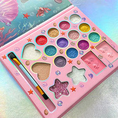 18-color children's makeup set, pearlescent matte and glitter effects, easy-to-apply makeup palette, birthday Christmas gift