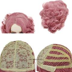 Synthetic Hair Pink Short Curly Wig for Women Big Wavy 80s Cosplay Wigs Halloween Costume Harajuku Anime Wig Natural Looking