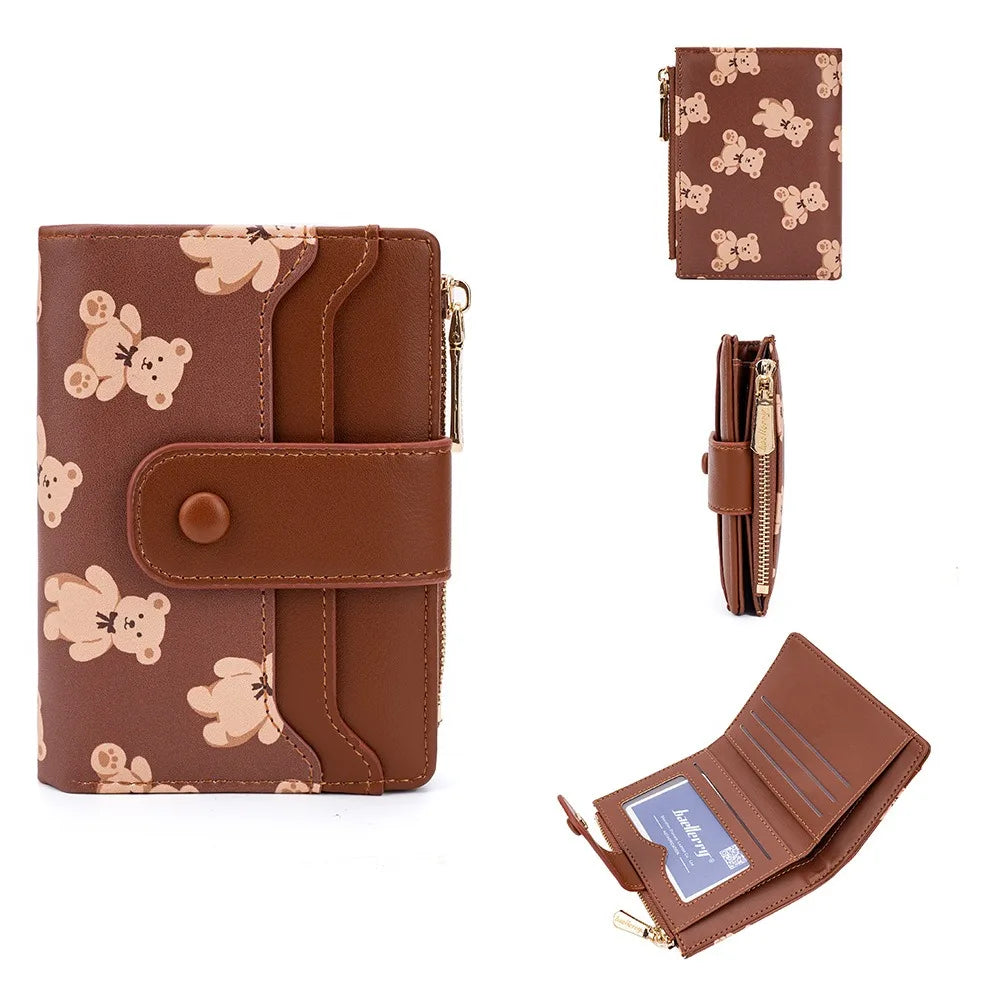 New Wallet for Women - Short PU Leather Card Bag with 4 Slots & Coin Pocket (Lightweight Gift)