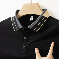 New Men's Collar Polo Shirt Short Sleeved Sweat Absorbing Polo Tops ,Luxury Jacquard Breathable Contrast color T-shirt