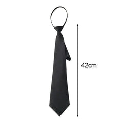 Unisex Black Simple Clip on Tie Security Tie Uniform Shirt Suit Neckties Steward Matte Funeral Lazy Neck Ties Men Women Students