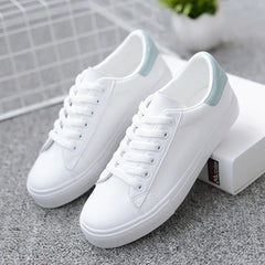 Fashion Women's Vulcanize Shoes 2025 New Casual Classic Solid Color PU Leather Shoes Woman Casual White Shoes Flats Sneakers