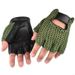 R6FE 2pack Durability Men's Mittens Half Finger Wools Leather Gloves Outdoor Sports for Gym, Motorcycle Cycling, and Outdoors