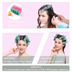 6 Size Women Hair Rollers Self Grip No Heat Hair Curlers Heatless Hair Volume Curlers Self-adhesive Hook & Loop DIY Styling Tool