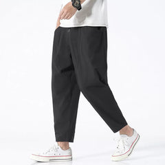 Mens Trousers Fashion Casual Pants Solid Color Breathable Loose Shorts Straight Drawstring Pants Streetwear Men