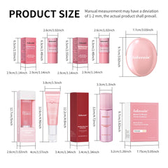 Pink Makeup Set Primer Setting Spray Include Air Cushion Foundation Base MakeupLipstick 5pcs/set Blush Hold Cosmetics Kit