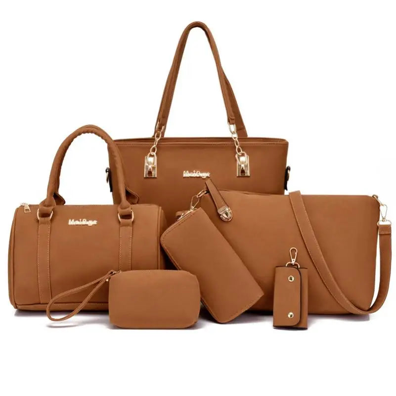 6pcs Women's Bag Set Large Capacity Totes Handbag Wallet Simple Design Shoulder Crossbody Bags Party Banquet Daily All Matching