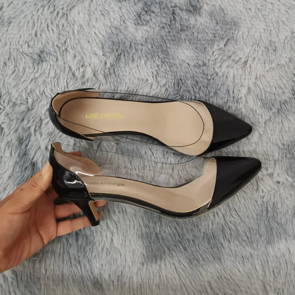 Women Pumps 2026 Spring Autumn Sexy Transparent PVC 5cm Low Heel Fashion Pointed Toe Slip-on High Heels Party Wedding Shoes